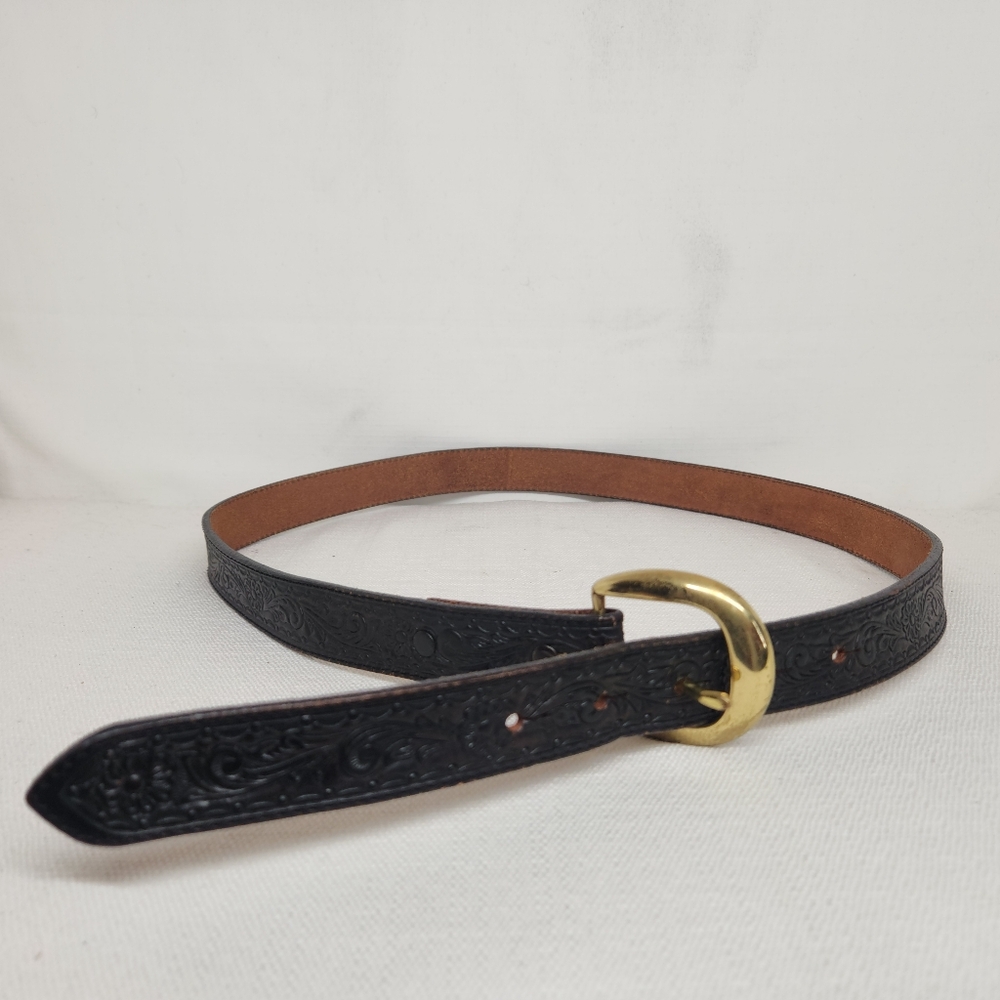 Justin Boots Black and Gold Women's Belt Floral 34